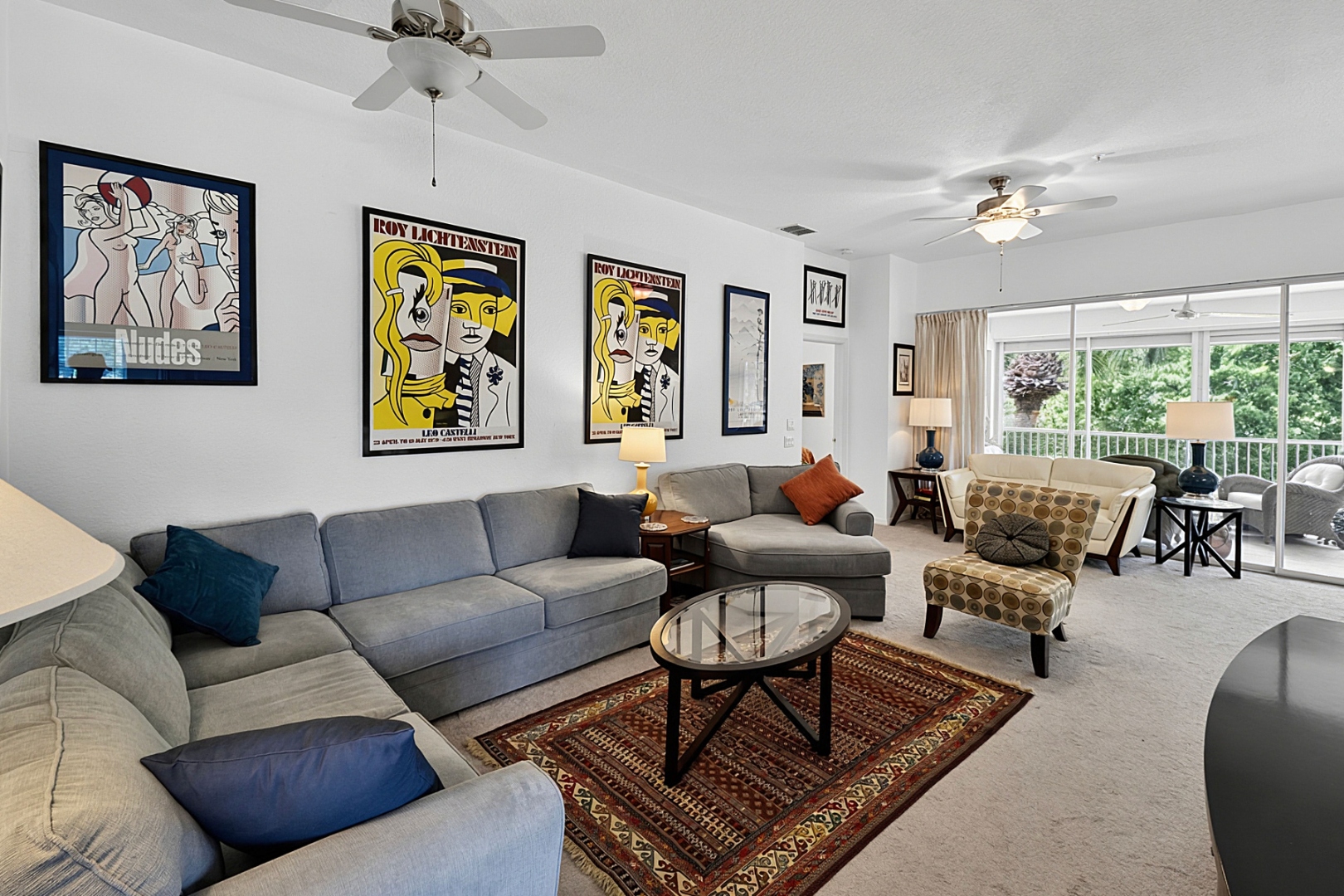 Living room seating area with lanai