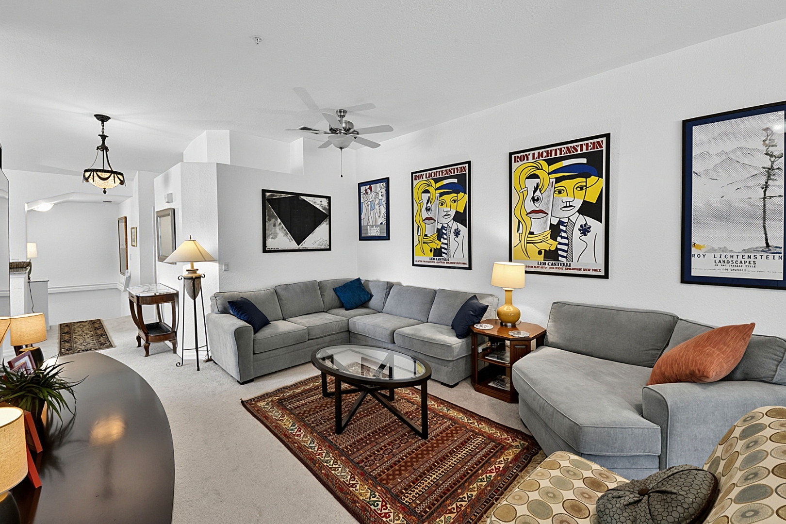 Living room with Roy Lichtenstein art collection